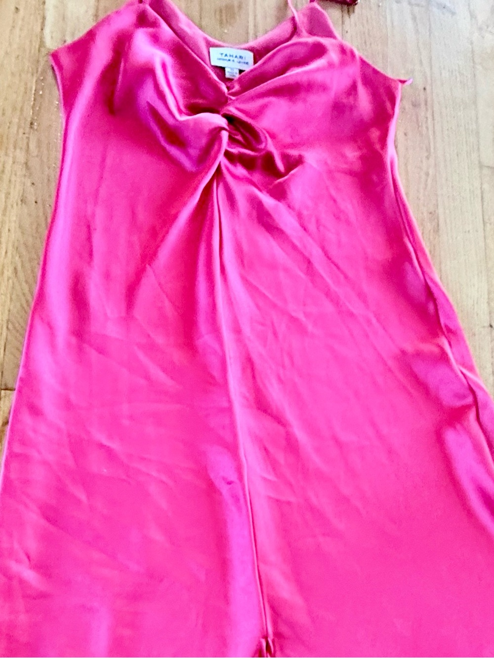 Tahari Pink Twist-Front Maxi Dress